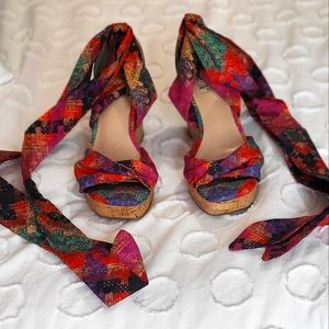 Omyra Ankle Wrap Wedge Sandal with Memory Foam